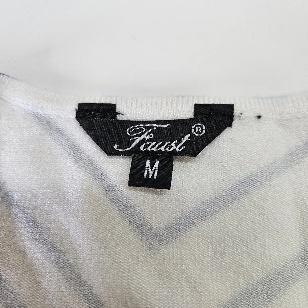 NEW VINTAGE FAUST Striped Floral Beaded Embellished Knit Top Medium Y2K